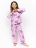 Minijammies Valentina Heart Print Log Sleeve Pyjamas, Pink/Multi, Pink/Multi