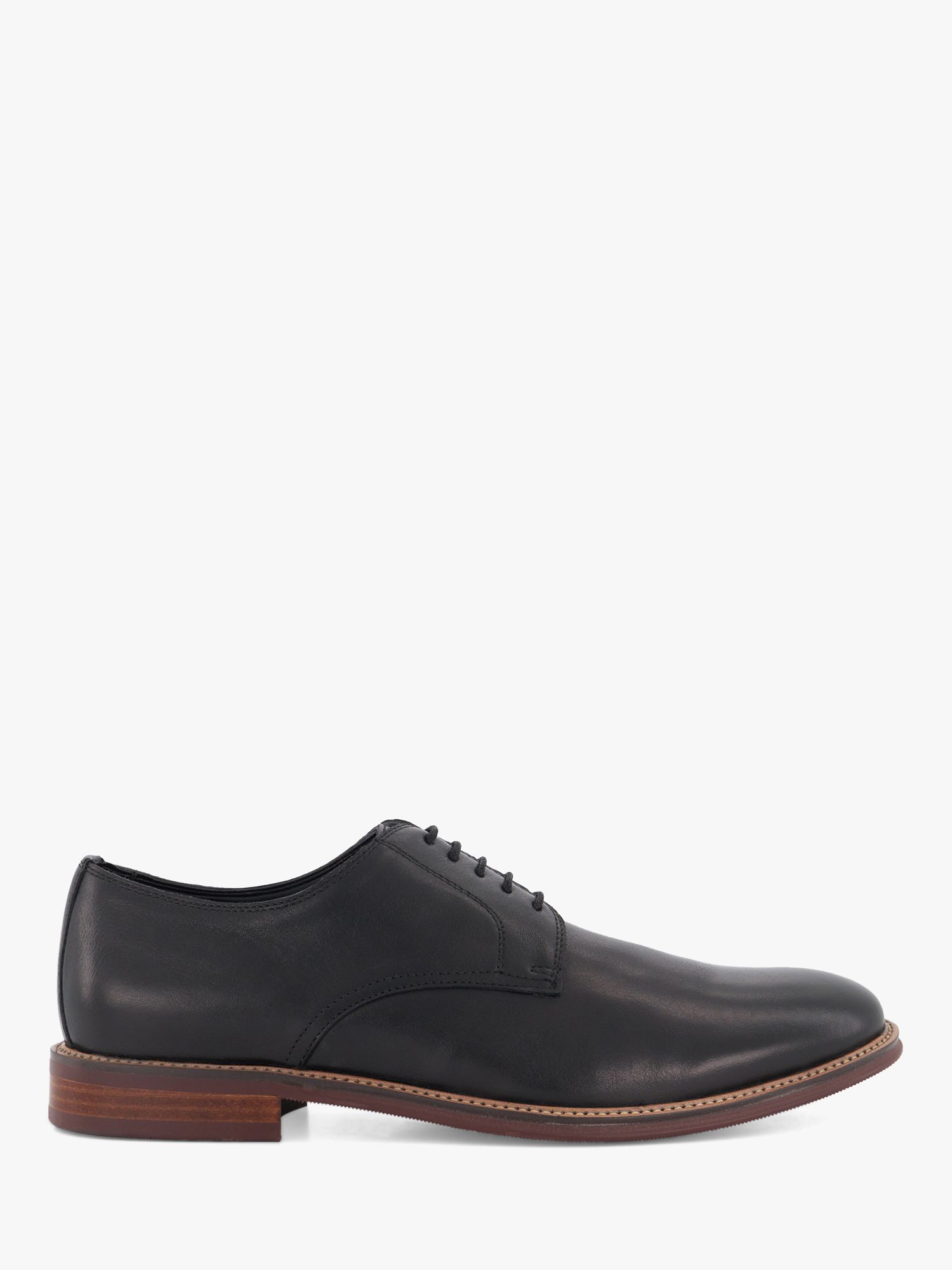 Dune Wide Fit Stanley Leather Lace-Up Shoes, Black, 9