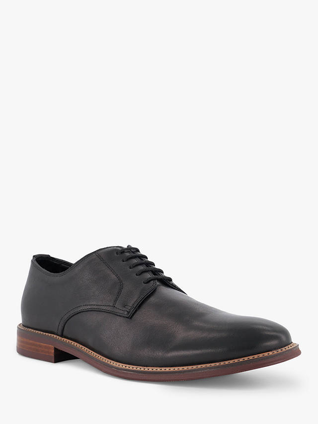 Dune Wide Fit Stanley Leather Lace-Up Shoes, Black-leather