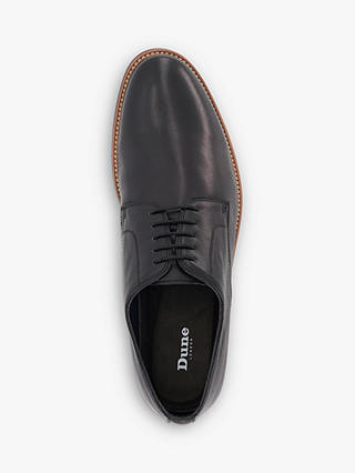 Dune Wide Fit Stanley Leather Lace-Up Shoes, Black-leather