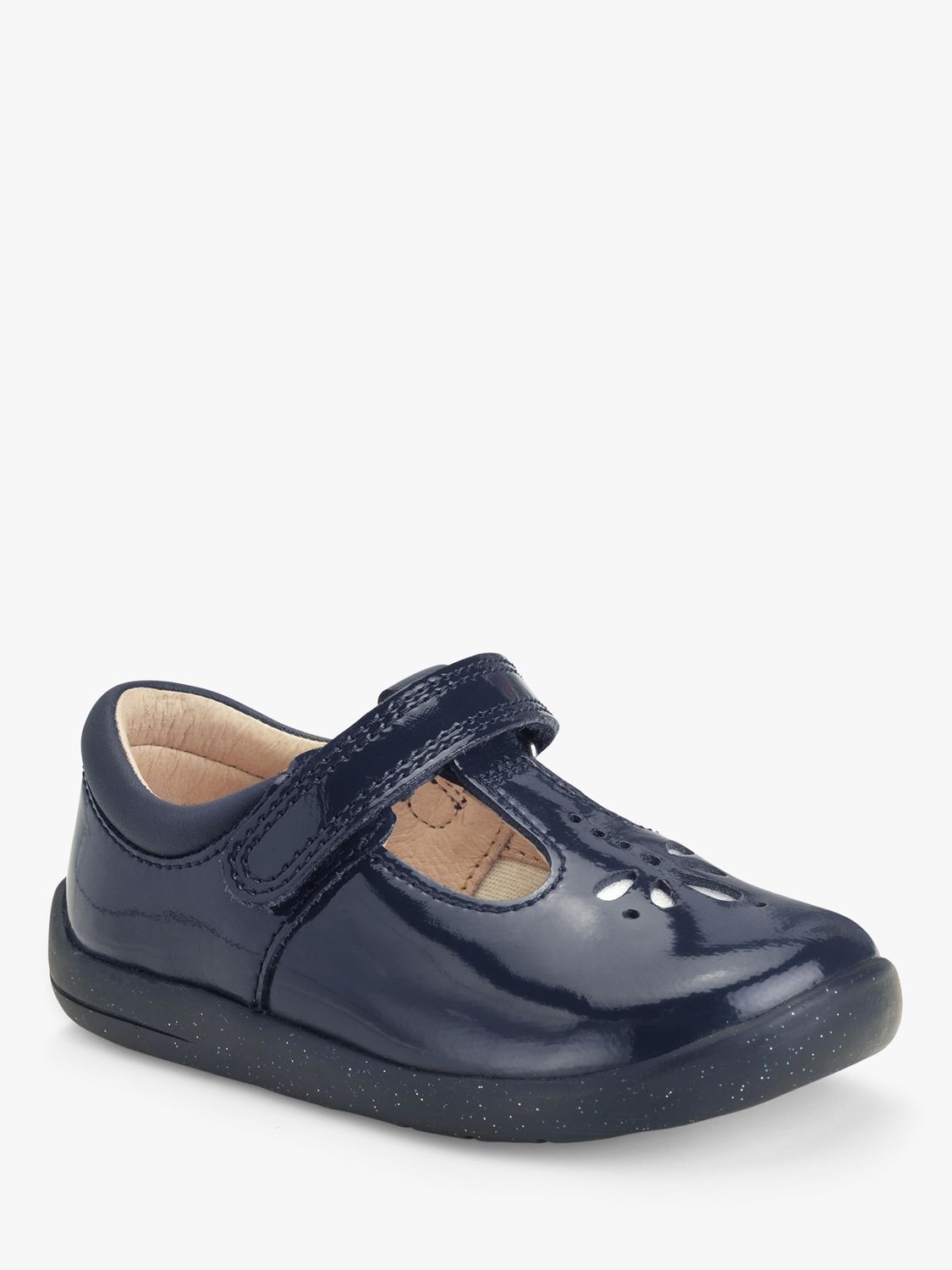 Start-Rite Kids' Puzzle Leather Patent T-Bar Shoes, Navy, 8G Jnr