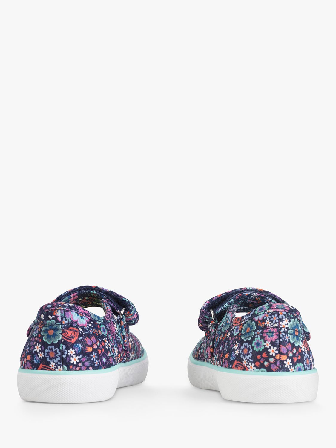 Start-Rite Kids' Busy Lizzie Floral Print Canvas Shoes, Navy/Multi, 7.5F Jnr