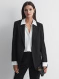 Reiss Alia Wool Blend Oversized Blazer, Black