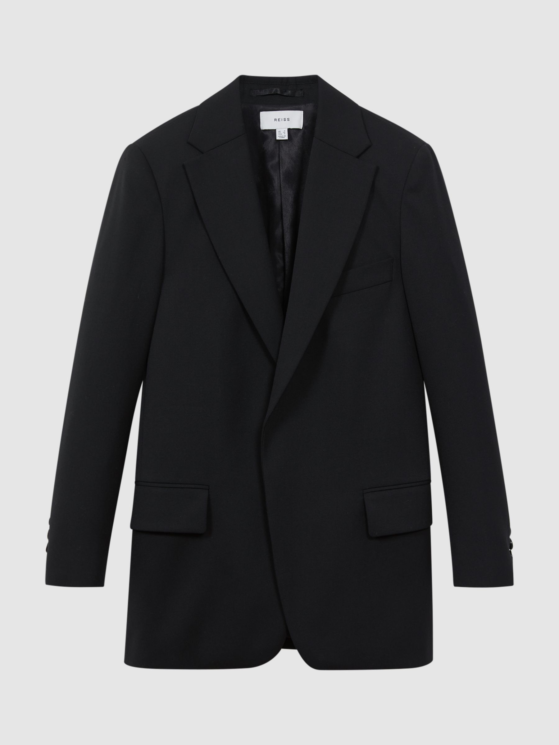Reiss Alia Wool Blend Oversized Blazer, Black at John Lewis & Partners