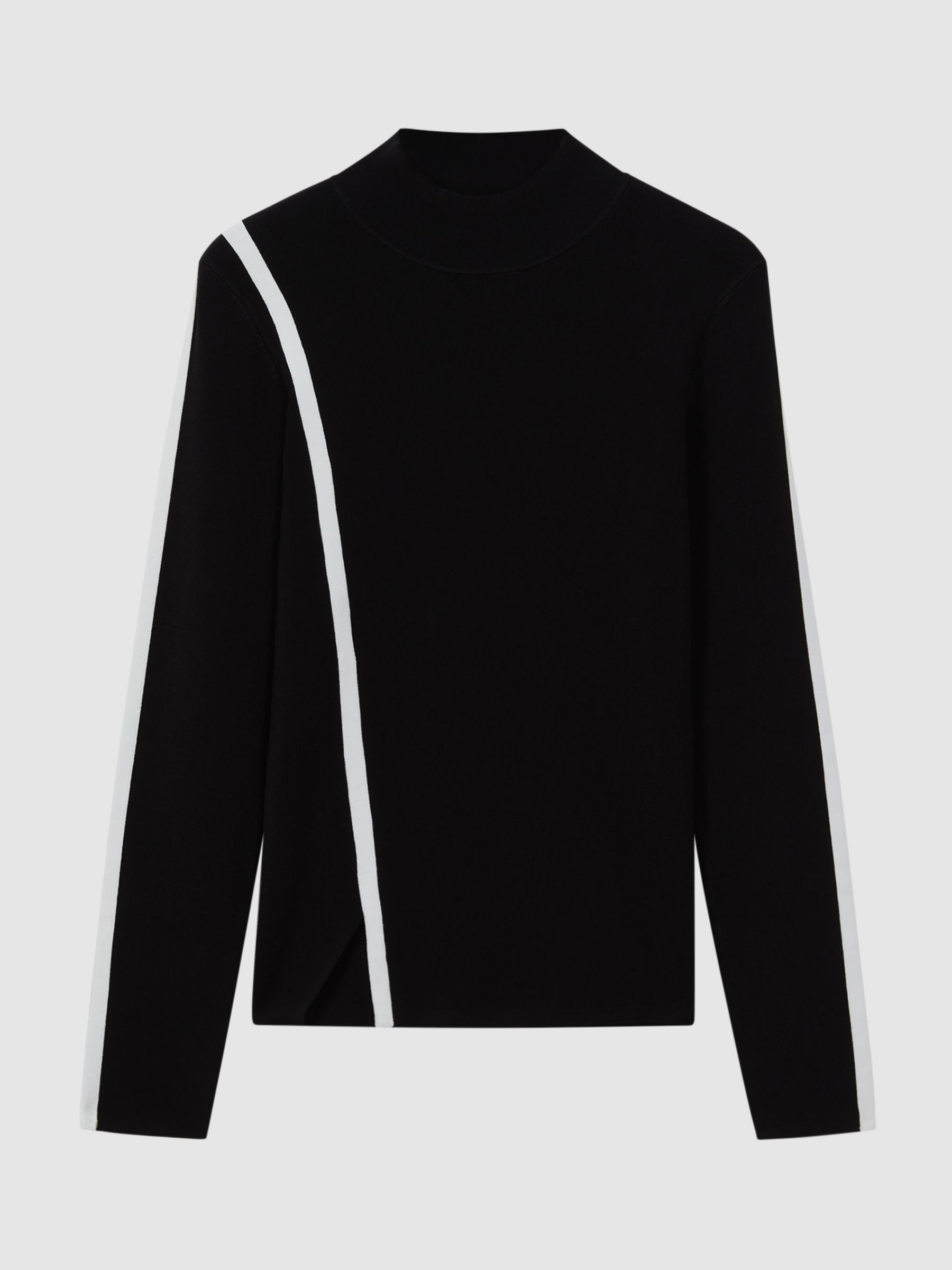 Buy Reiss Anna Contrast Stripe High Neck Top, Black/White Online at johnlewis.com