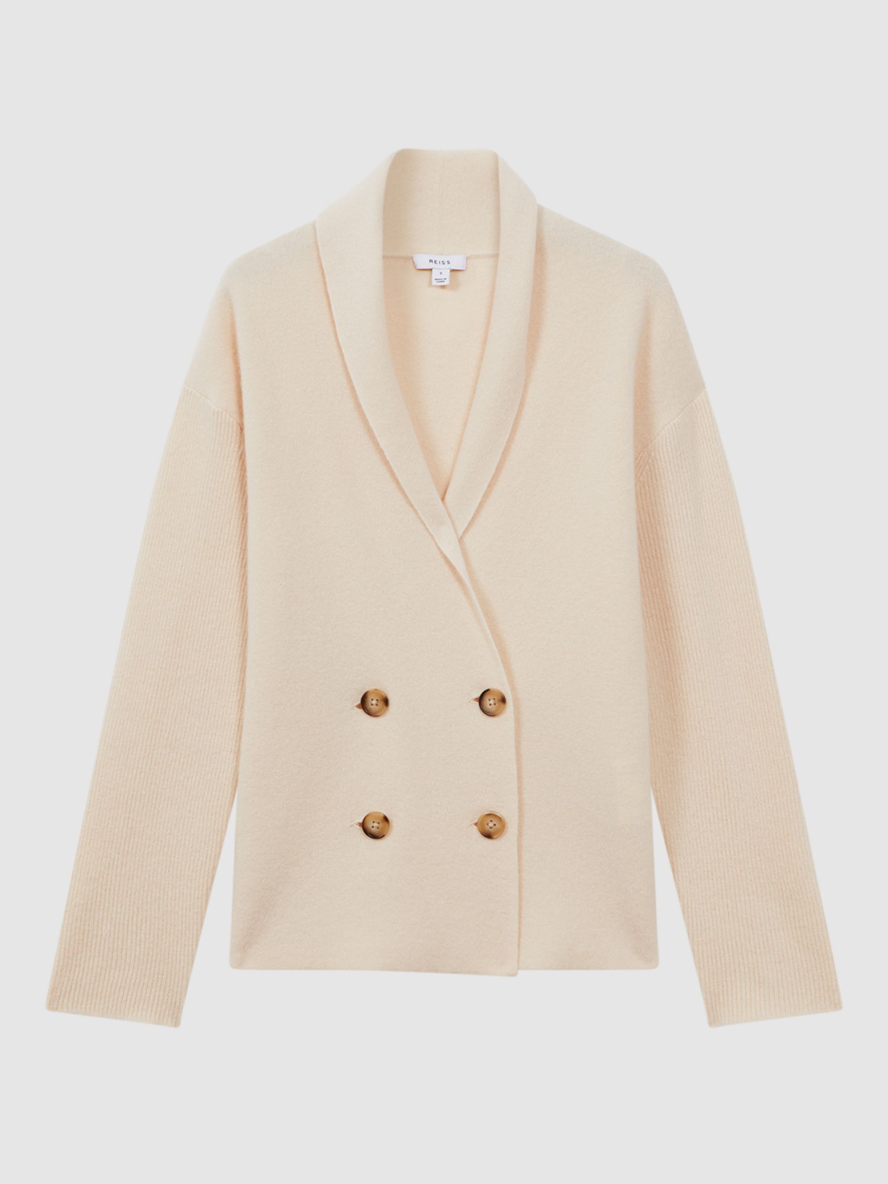 Buy Reiss Sara Wool Cashmere Blend Double Breasted Cardigan, Cream Online at johnlewis.com