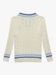 Trotters Kids' Cotton Cable Knit Cricket Jumper, Ecru/Blue