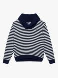 Trotters Kids' Freddie Shawl Collar Jumper, Navy/White, Navy/White