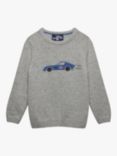 Trotters Kids' Sebastian Car Wool & Cashmere Blend Jumper, Grey Marl, Grey Marl