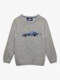 Trotters Kids' Sebastian Car Wool & Cashmere Blend Jumper, Grey Marl