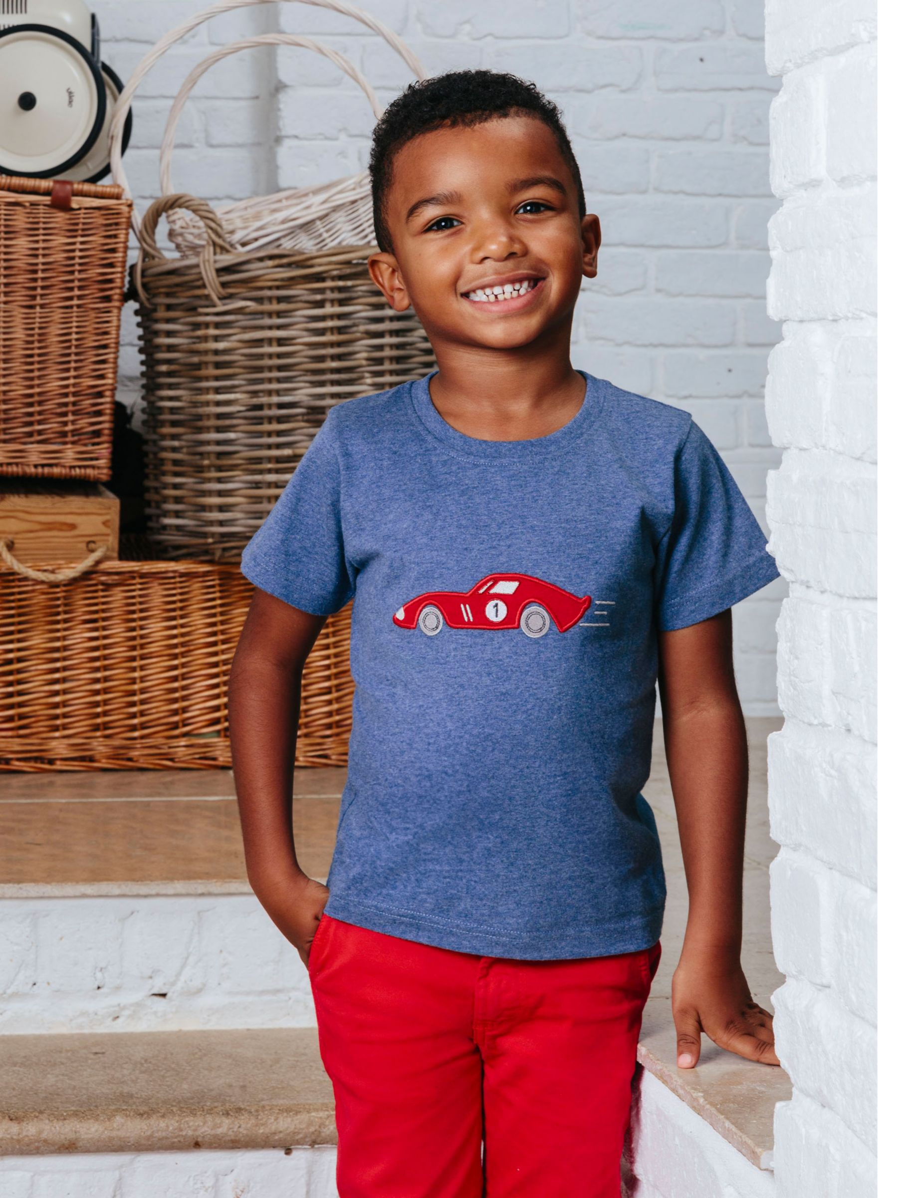 Buy Trotters Kids' Sebastian Car T-Shirt, Denim Blue Marl Online at johnlewis.com