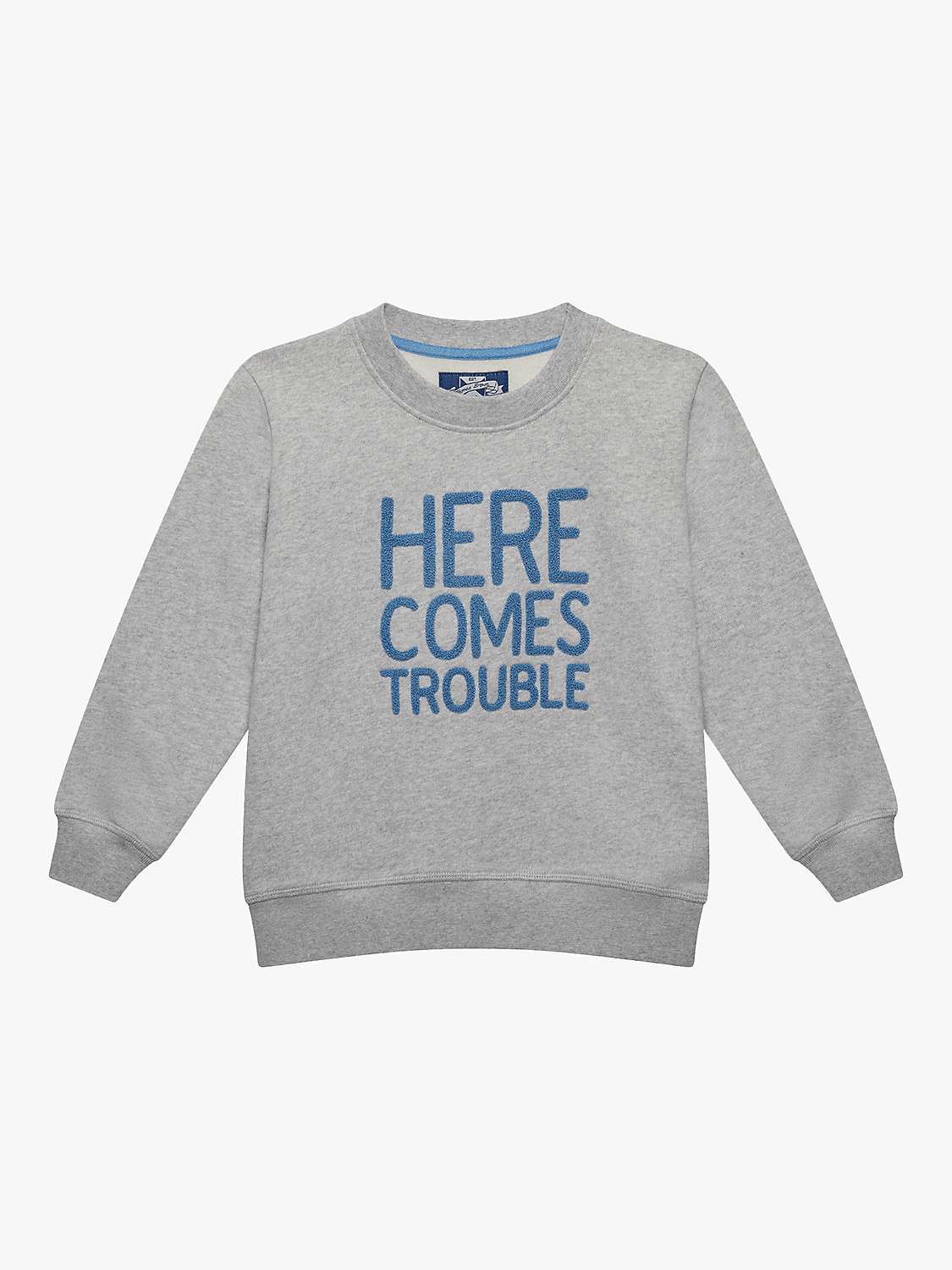 Buy Trotters Kids' Here Comes Trouble Jumper, Grey Marl Online at johnlewis.com