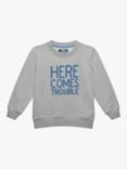 Trotters Kids' Here Comes Trouble Jumper, Grey Marl