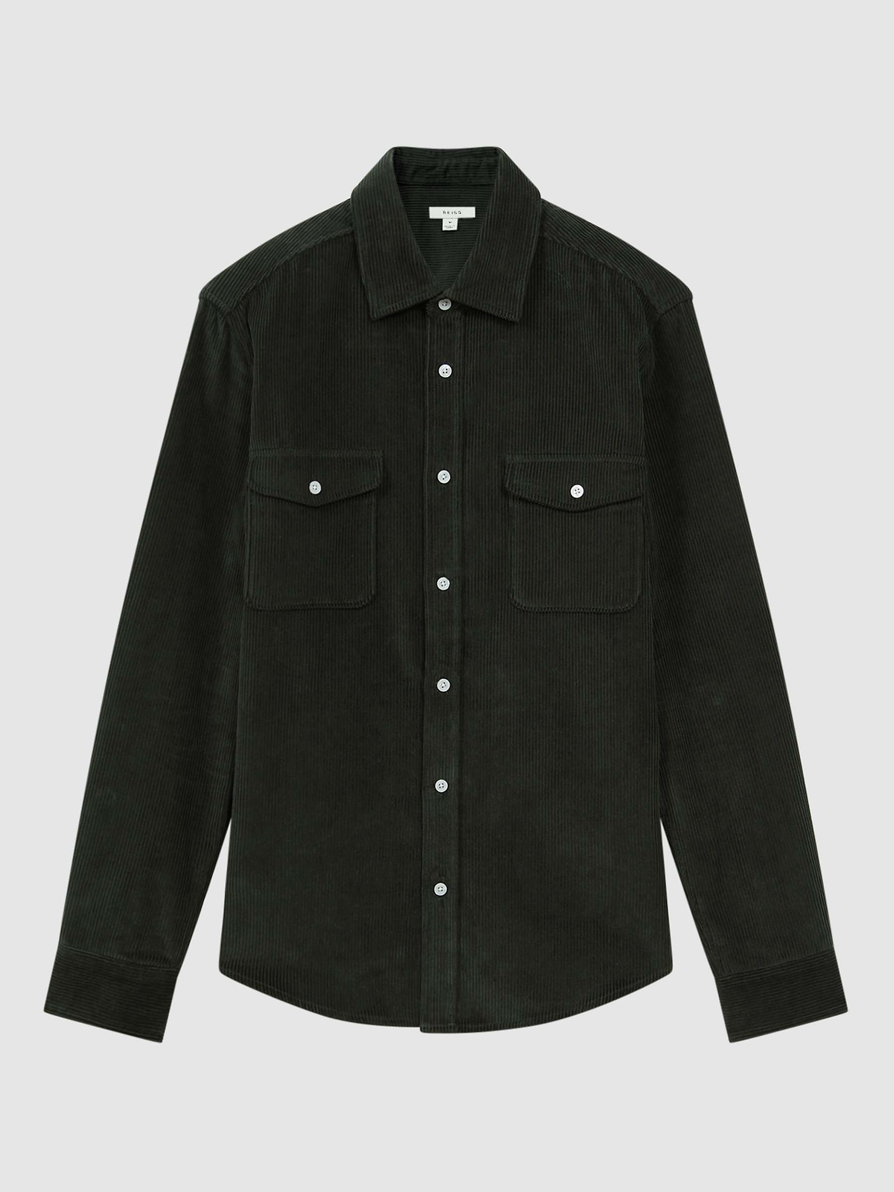 Buy Reiss Bonucci Long Sleeve Corduroy Twin Pocket Shirt, Emerald Online at johnlewis.com