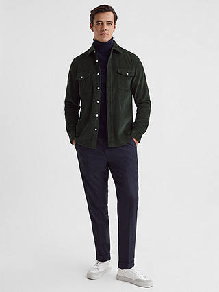 Reiss Bonucci Long Sleeve Corduroy Twin Pocket Shirt, Emerald
