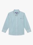 Trotters Kids' Thomas Slim Fit Check Shirt, Sage/Blue