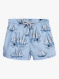Trotters Baby Sailboat Print Swim Shorts, Blue