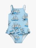 Trotters Baby Sailboat Peplum Swimsuit, Blue/Multi