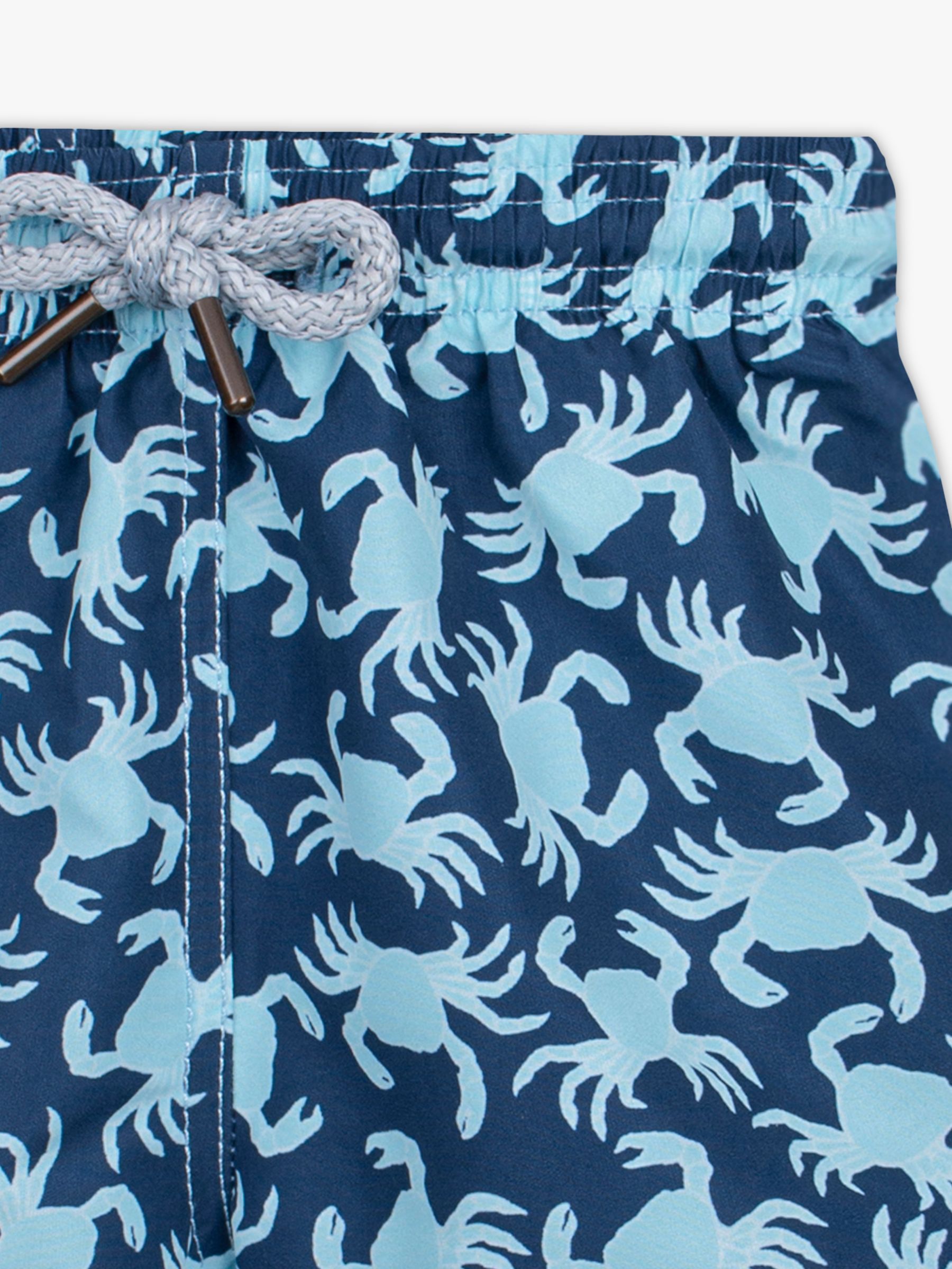 Trotters Baby Crab Print Swim Shorts, Navy, 3-6 months