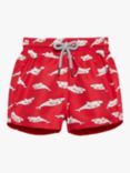 Trotters Baby Shark Print Swim Shorts, Red/Multi