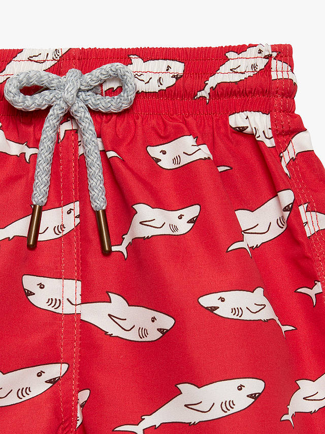 Trotters Baby Shark Print Swim Shorts, Red/Multi
