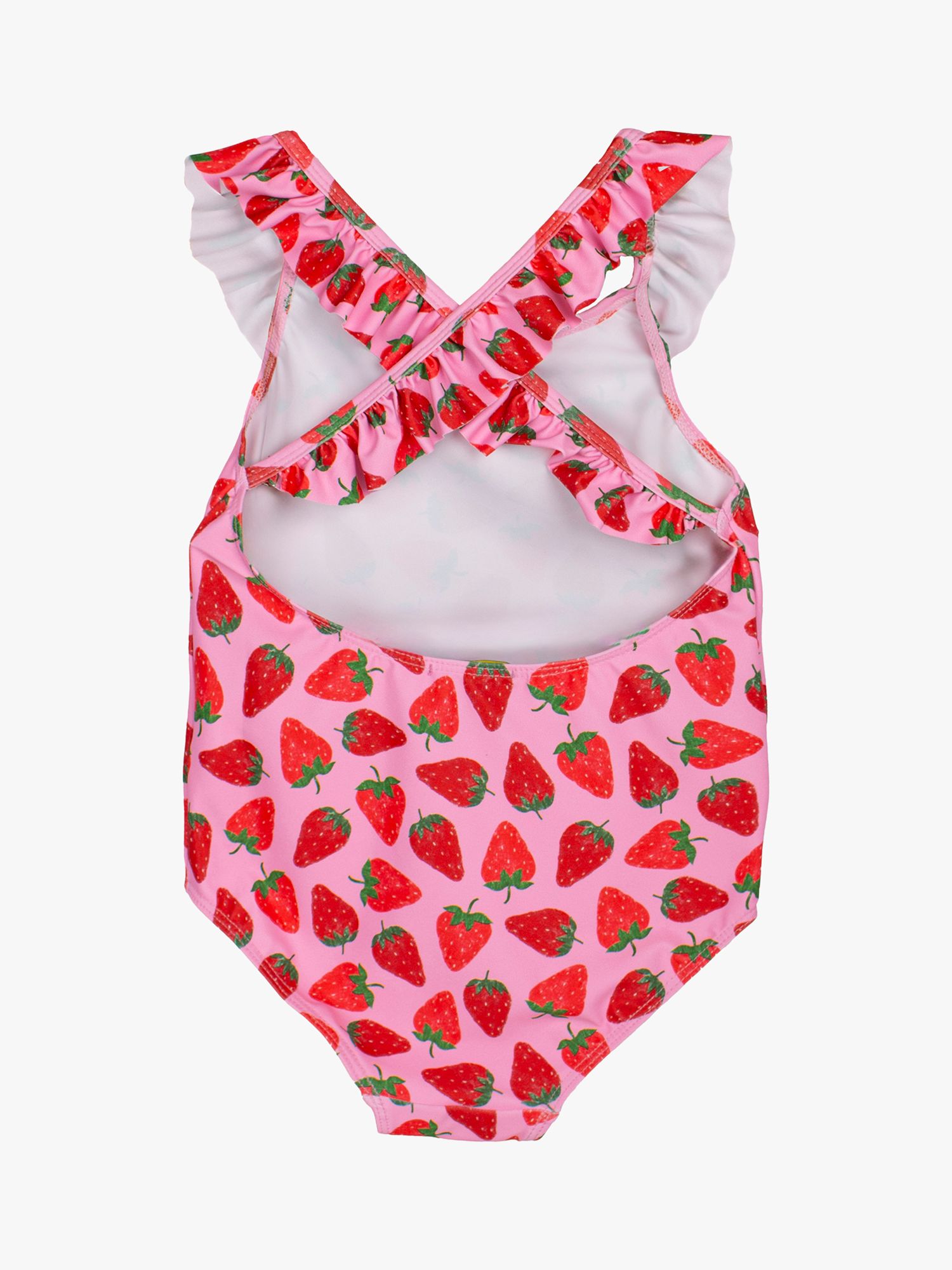 Buy Trotters Kids' Strawberry Print Frill Swimsuit, Pink/Strawberry Online at johnlewis.com