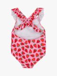 Trotters Kids' Strawberry Print Frill Swimsuit, Pink/Strawberry