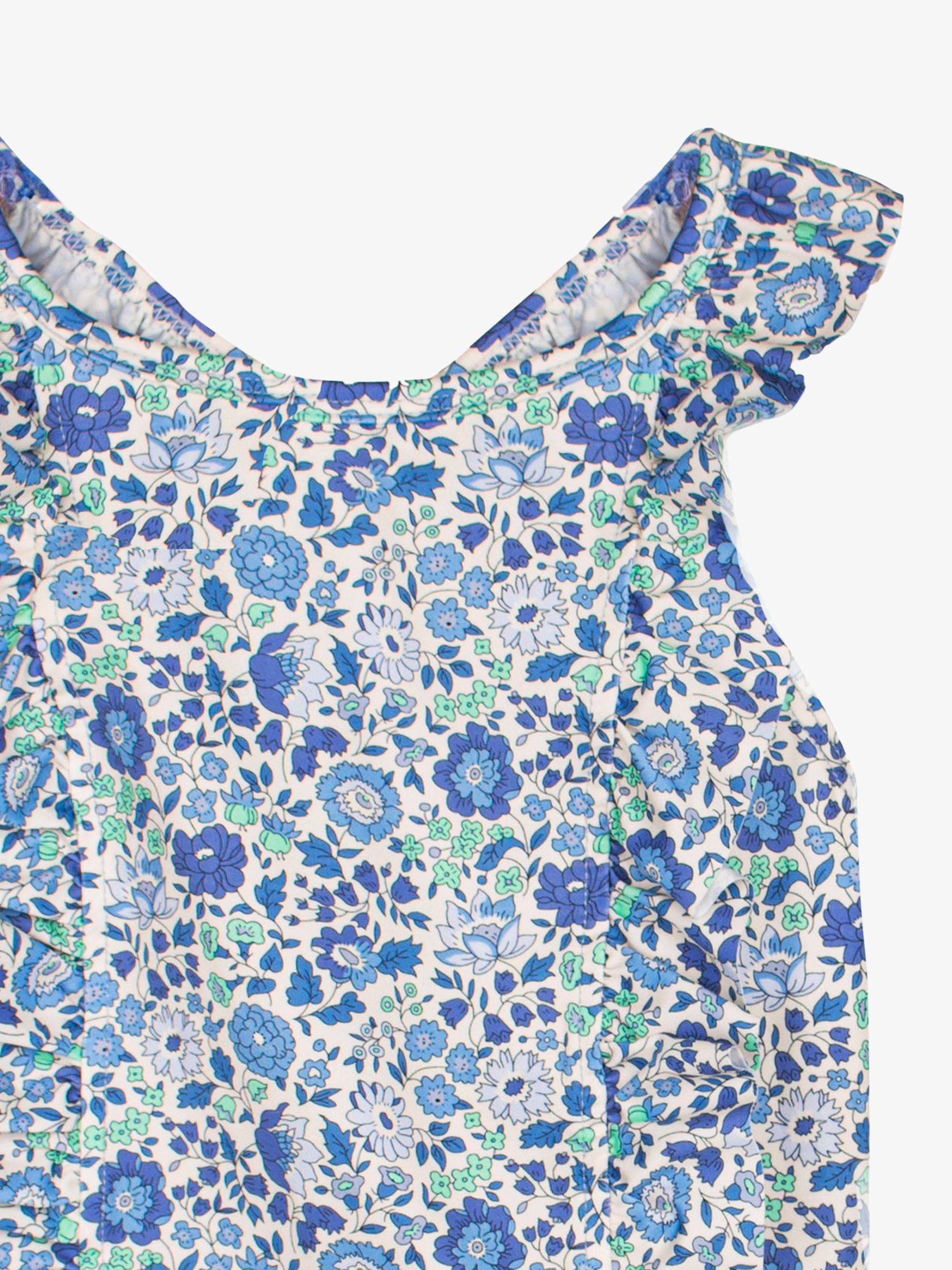 Buy Trotters Kids' Liberty D'Anjo Floral Print Frill Swimsuit, Blue Online at johnlewis.com