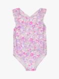 Trotters Kids' Liberty Betsy Floral Print Frill Swimsuit, Lilac