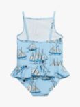 Trotters Kids' Sailboat Peplum Swimsuit, Blue/Multi