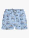 Trotters Sailboat Swim Shorts, Blue/White