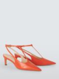 John Lewis Brynn Leather T-Bar Mid Heel Open Court Shoes, Flame Orange