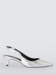 AND/OR Dahlea Leather Sweetheart Topline Slingback Court Shoes, Silver