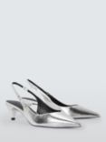 AND/OR Dahlea Leather Sweetheart Topline Slingback Court Shoes, Silver