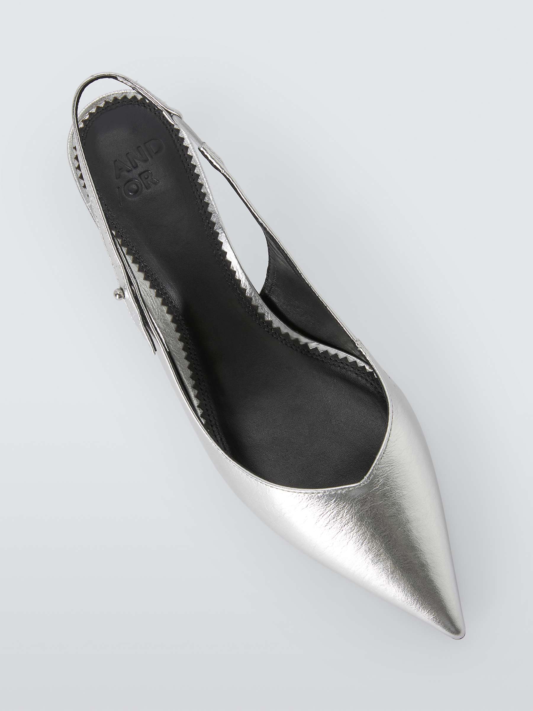 Buy AND/OR Dahlea Leather Sweetheart Topline Slingback Court Shoes, Silver Online at johnlewis.com