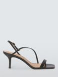 John Lewis Mindie Leather Asymmetric Strappy Mid Heel Sandals, Black