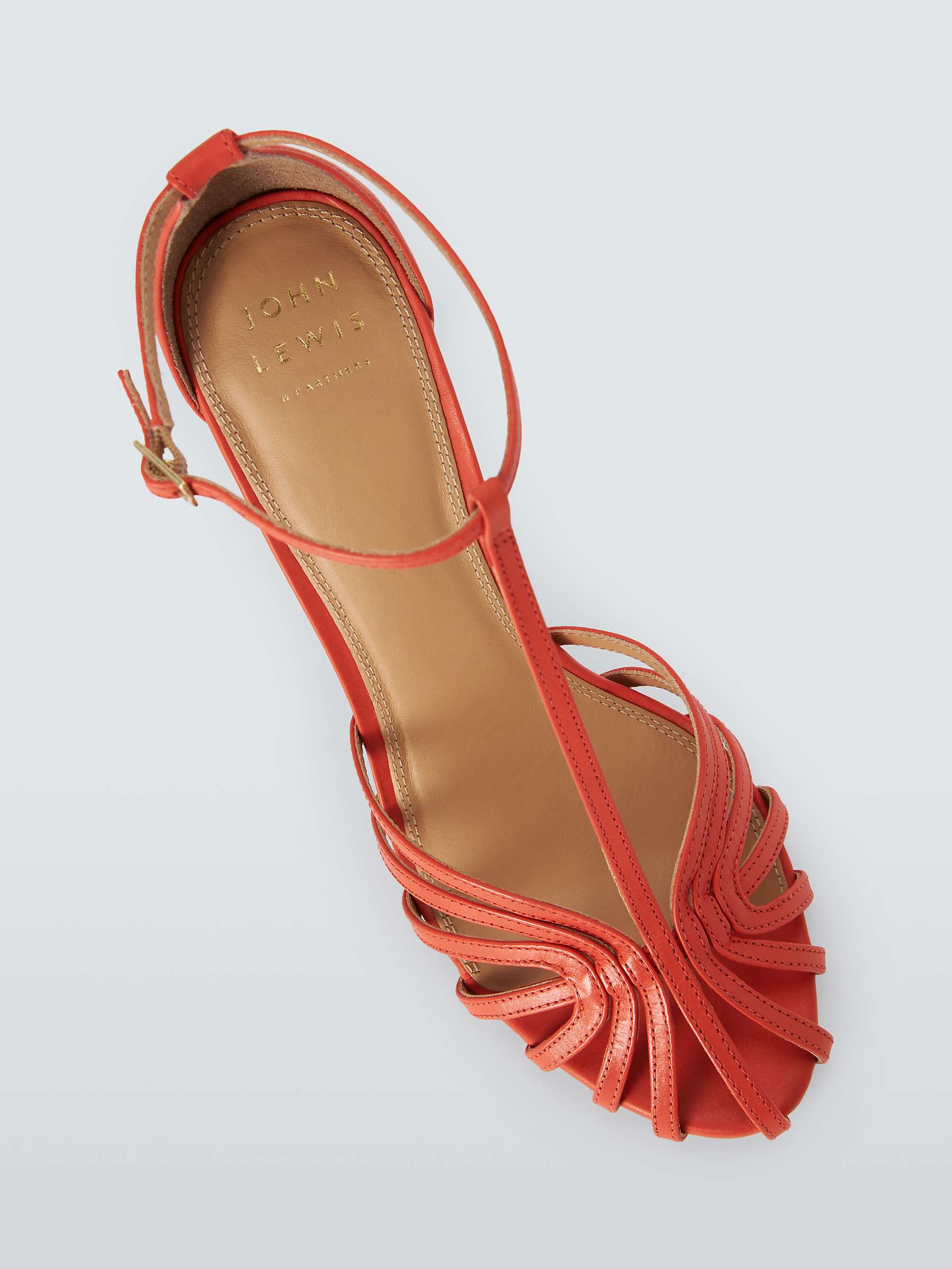 Buy John Lewis Melody Leather Caged Strappy Stiletto Heel Sandals, Orange Online at johnlewis.com