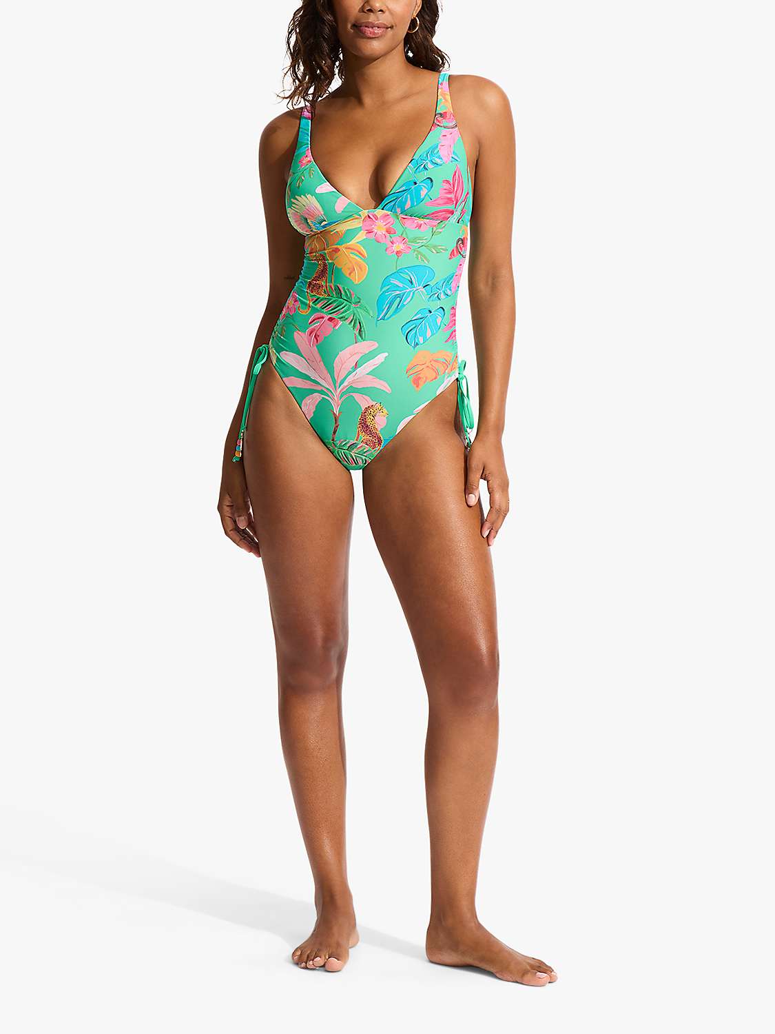Buy Seafolly Tropical Swimsuit, Jade Online at johnlewis.com