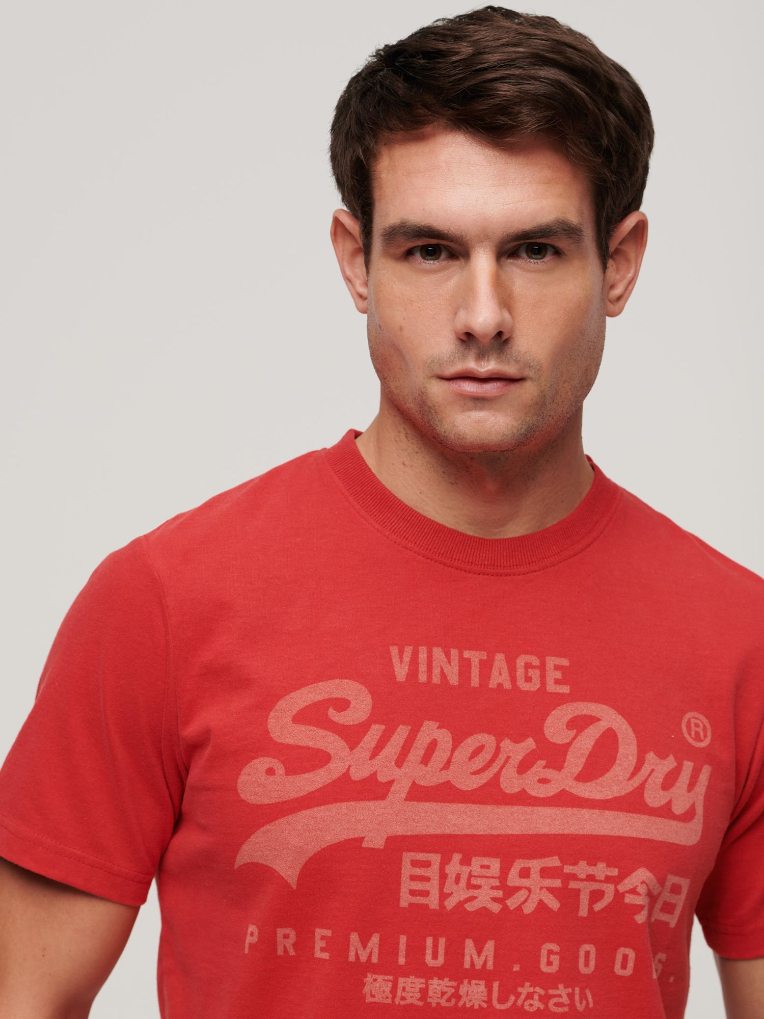 Buy Superdry Classic Heritage Logo T-Shirt, Ferra Red Marl Online at johnlewis.com