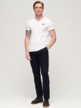 Superdry Organic Cotton Embroidered Logo V-Neck T-Shirt, White
