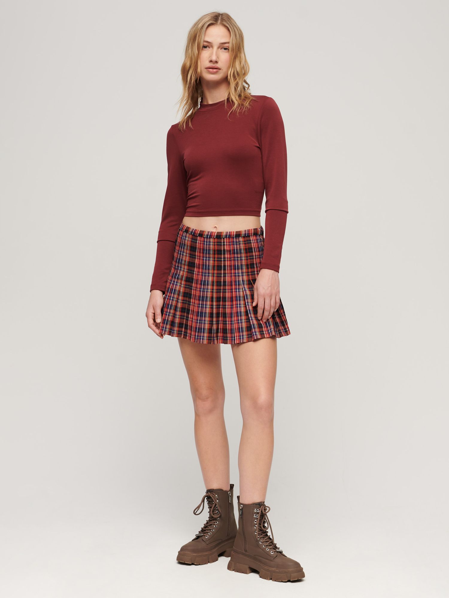 Buy Superdry Mid Rise Check Mini Skirt, Multi Online at johnlewis.com