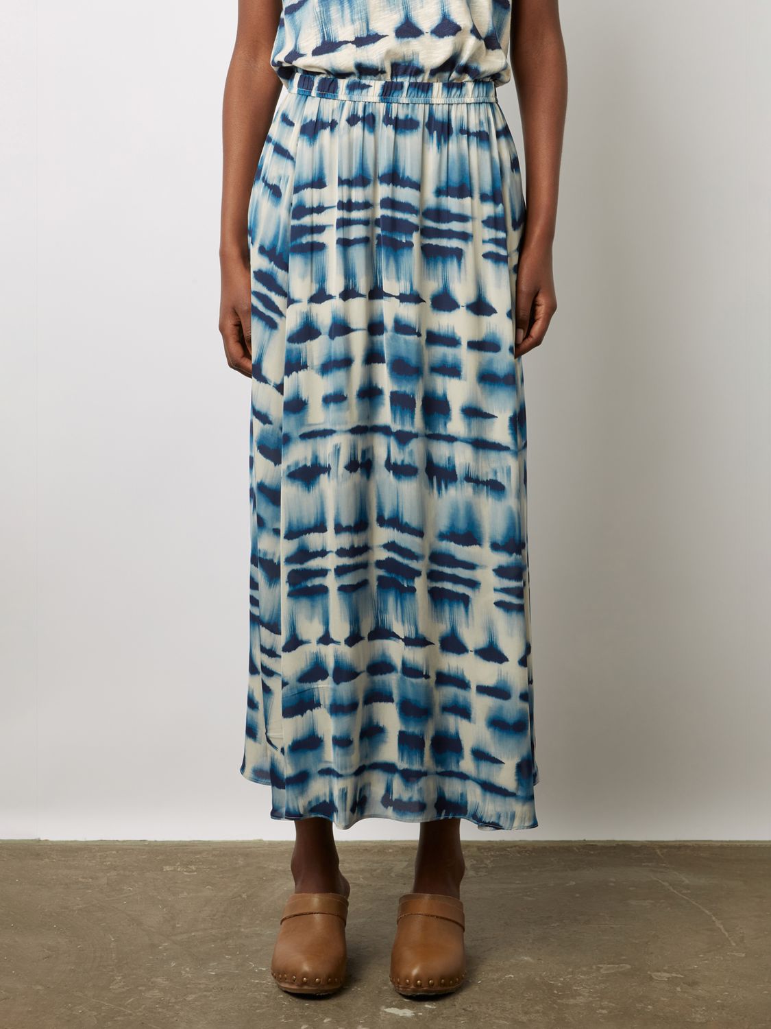 Buy Gerard Darel Danica Tie-Dye Print Midi Skirt, Ink/Multi Online at johnlewis.com