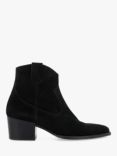 Dune Possibility Suede Western Boots, Black, Black