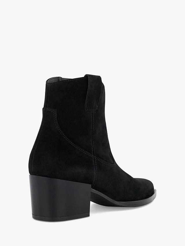Dune Possibility Suede Western Boots, Black