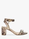 Dune Memee Reptile Effect Leather Block Heel Sandals, Natural/Multi, Natural-rept_printle