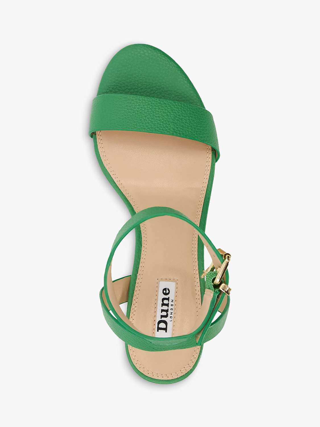 Buy Dune Memee Leather Block Heel Sandals, Green Online at johnlewis.com