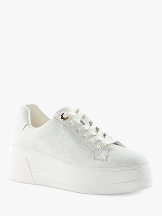 Dune Episode Textured Flatform Trainers, White-leather_mix