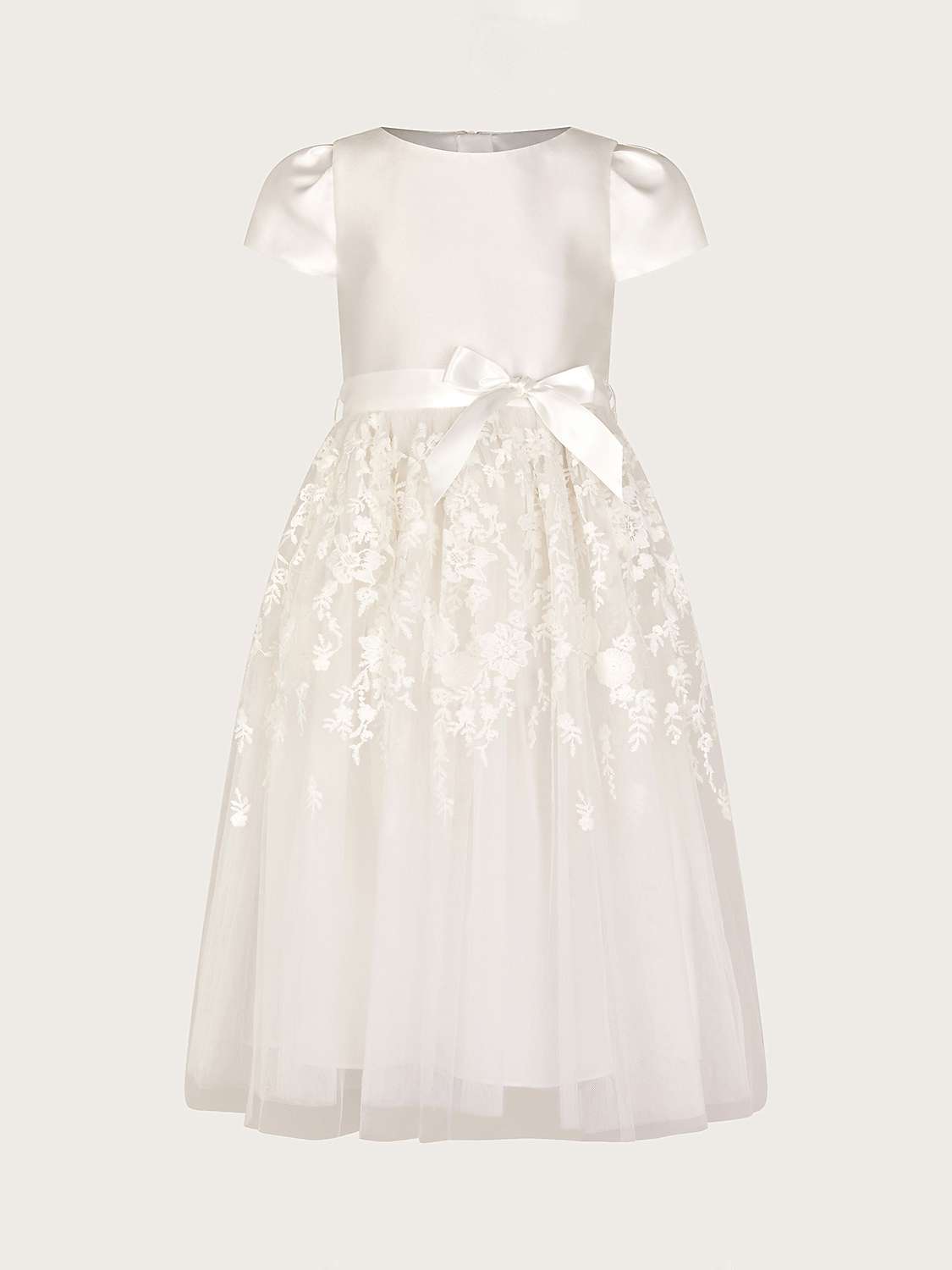 Buy Monsoon Kids' Petunia Satin Bow Dress, Ivory Online at johnlewis.com