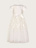 Monsoon Kids' Petunia Satin Bow Dress, Ivory