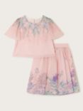 Monsoon Kids' Alium Top & Skirt Set, Pink